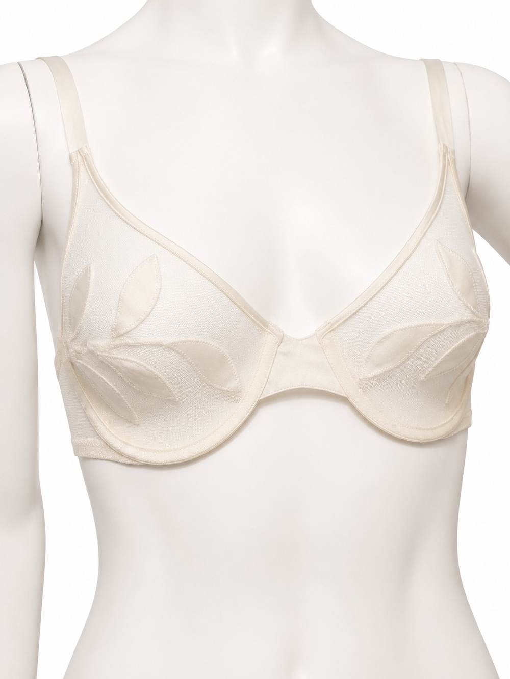 La Perla Sheer Silk Petal Underwire Bra Ivory White 34B Bridal Luxury